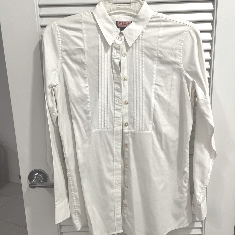 Thomas Pink Women's White Pintuck Button-Down Shirt